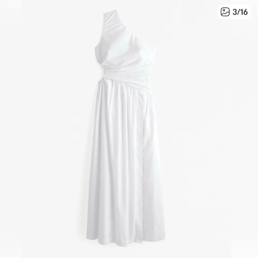 Abercrombie & Fitch White One Shoulder Maxi Dress